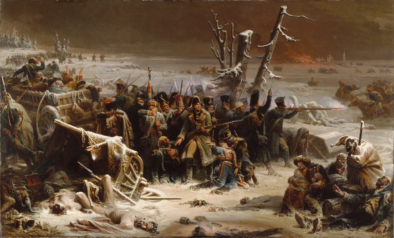 Marszałek Ney wspierający tylną straż podczas odwrotu z Moskwy autorstwa Adolphe Yvon
