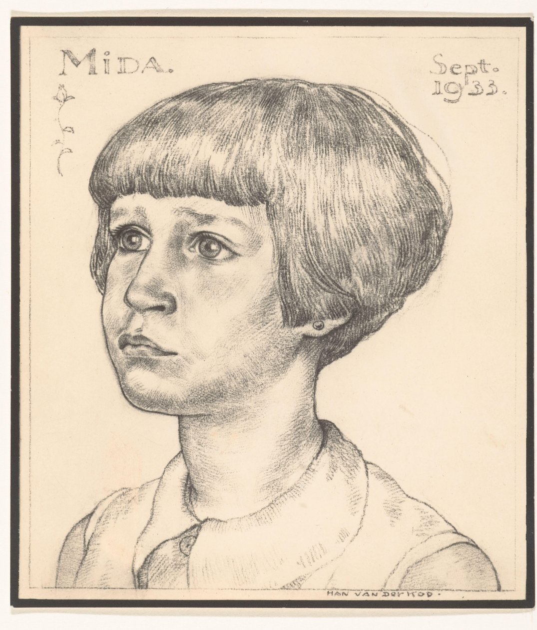 Reprodukcja fotograficzna portretu Midy autorstwa Han van der Kop Mida wrzesień 1933 (tytuł na obiekcie) autorstwa Adriaan Bijl (attributed to)