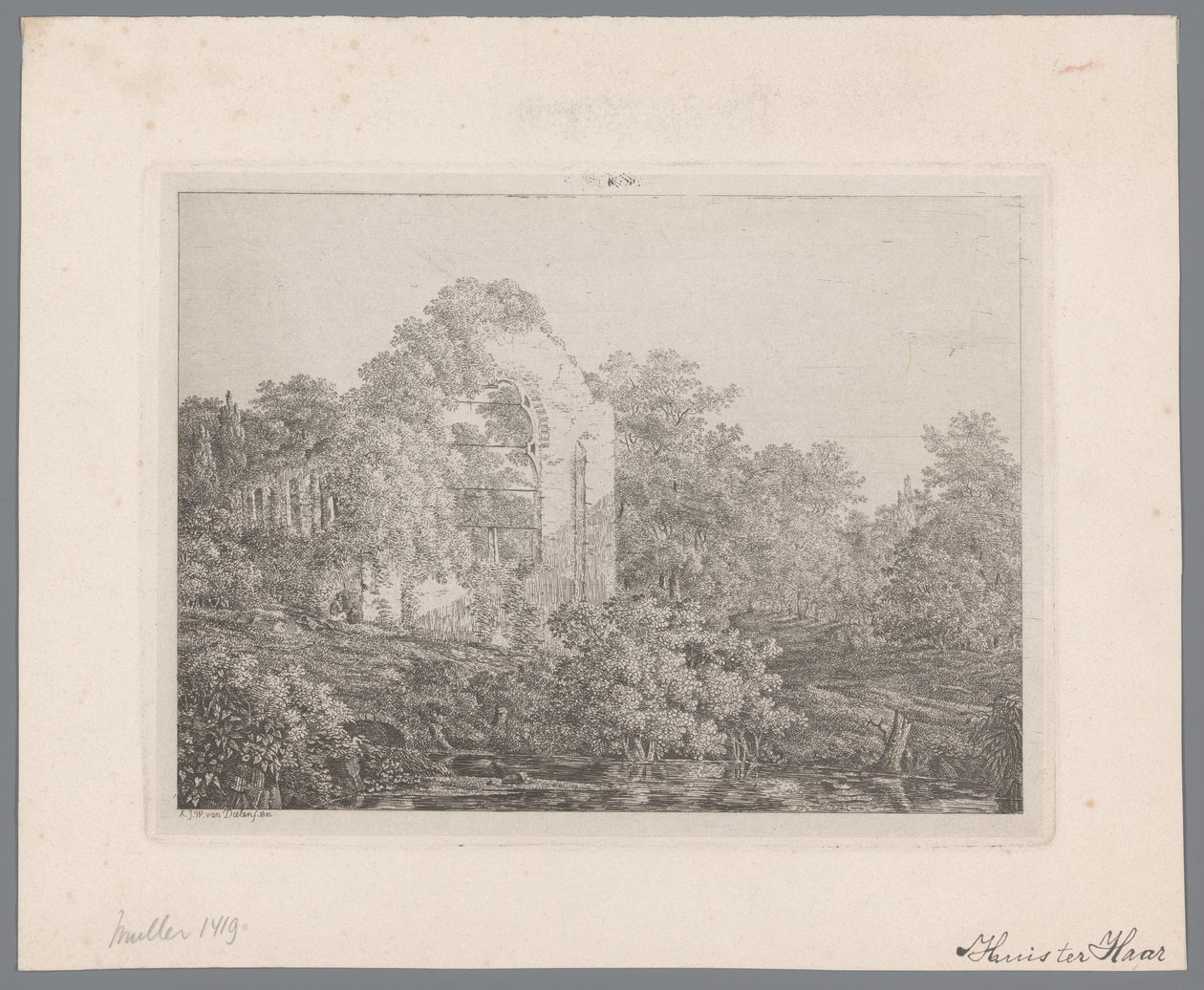 Widok na ruiny zamku de Haar autorstwa Adriaan Jacob Willem van Dielen