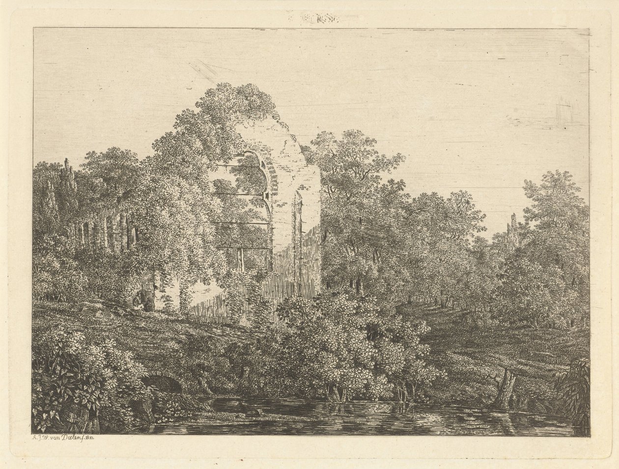 Ruiny Huis ter Haar autorstwa Adriaan Jacob Willem van Dielen