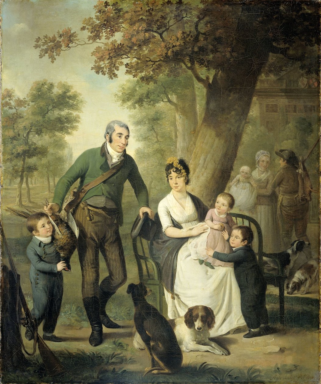 Jonkheer Gysbert Carel Rutger Reinier van Brienen van Ramerus (1771-1821), z żoną i czwórką ich dzieci autorstwa Adriaan de Lelie