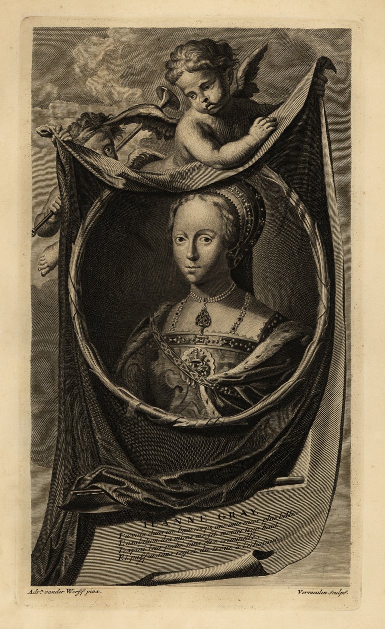 Lady Jane Grey (1537-1554) (grawerowanie) autorstwa Adriaan van der (after) Werff