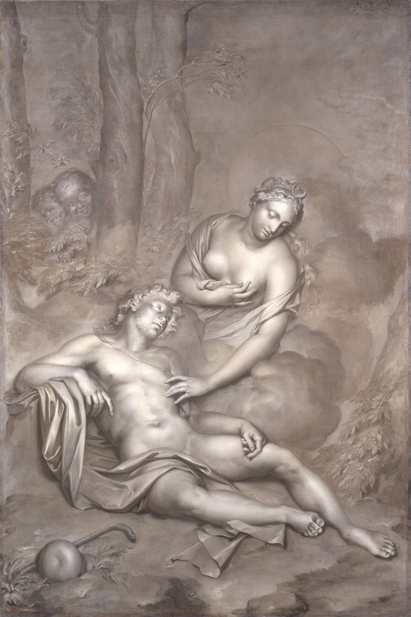 Luna (Diana) odwiedza śpiącego Endymiona, 1696 autorstwa Adriaan van der Werff