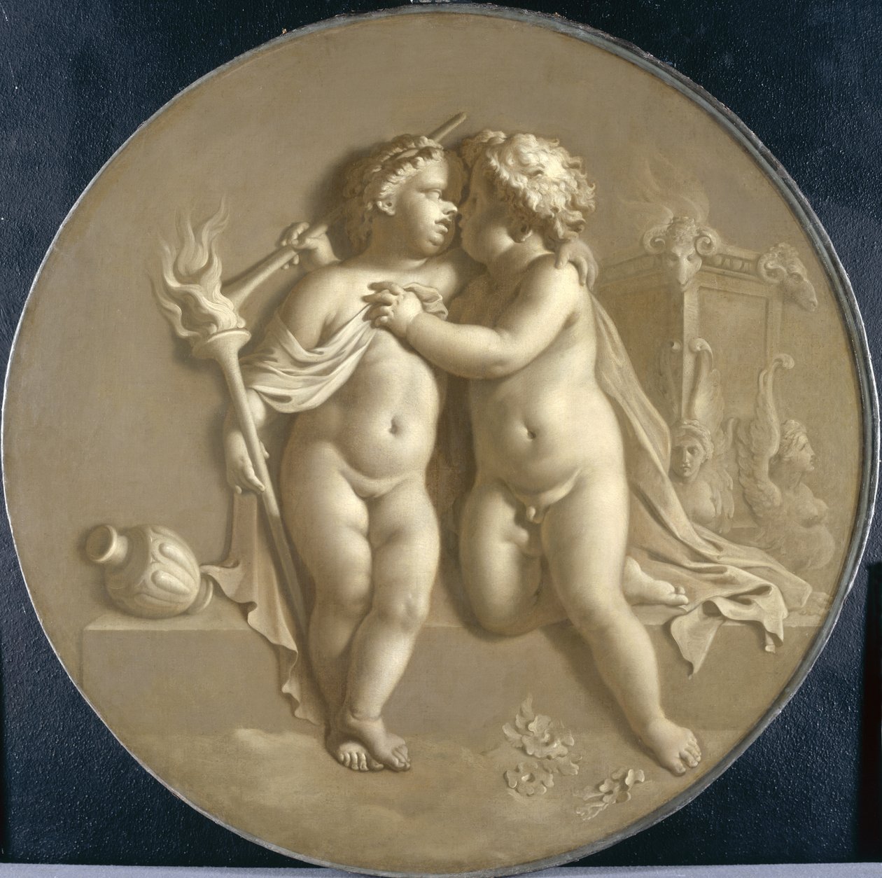 Dwa Putti z płomieniami miłości Alegoria miłości, 1696 autorstwa Adriaan van der Werff