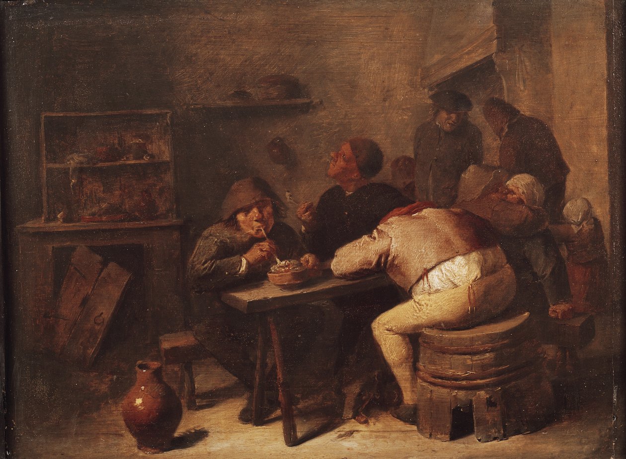 Wnętrze z palaczami autorstwa Adriaen Brouwer