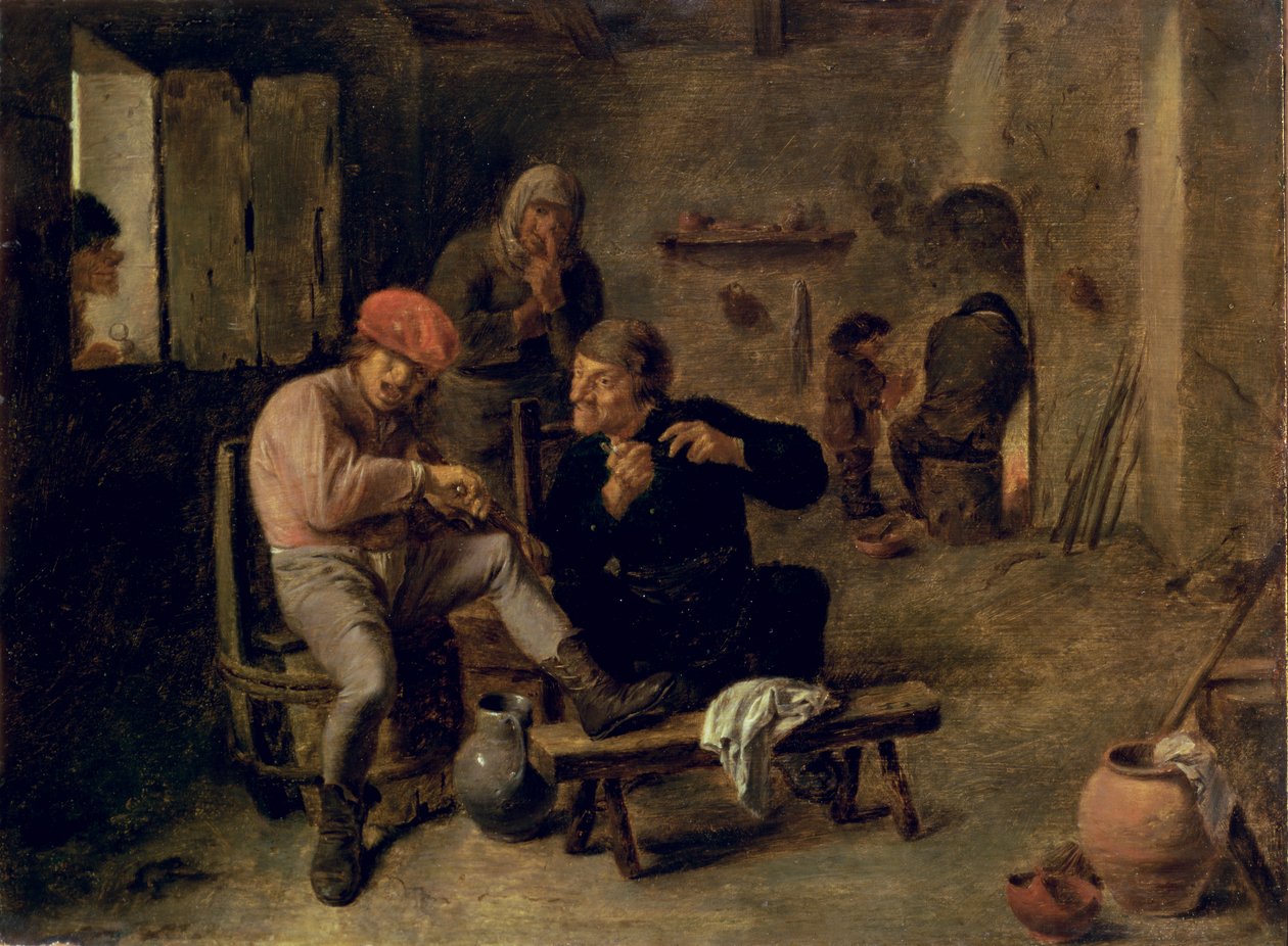 Scena tawerny, czyli wiejski skrzypek, 1634-8 (panel) autorstwa Adriaen Brouwer