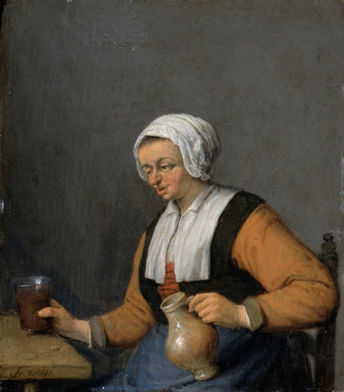 Kobieta z dzbanem na piwo autorstwa Adriaen Jansz. van Ostade