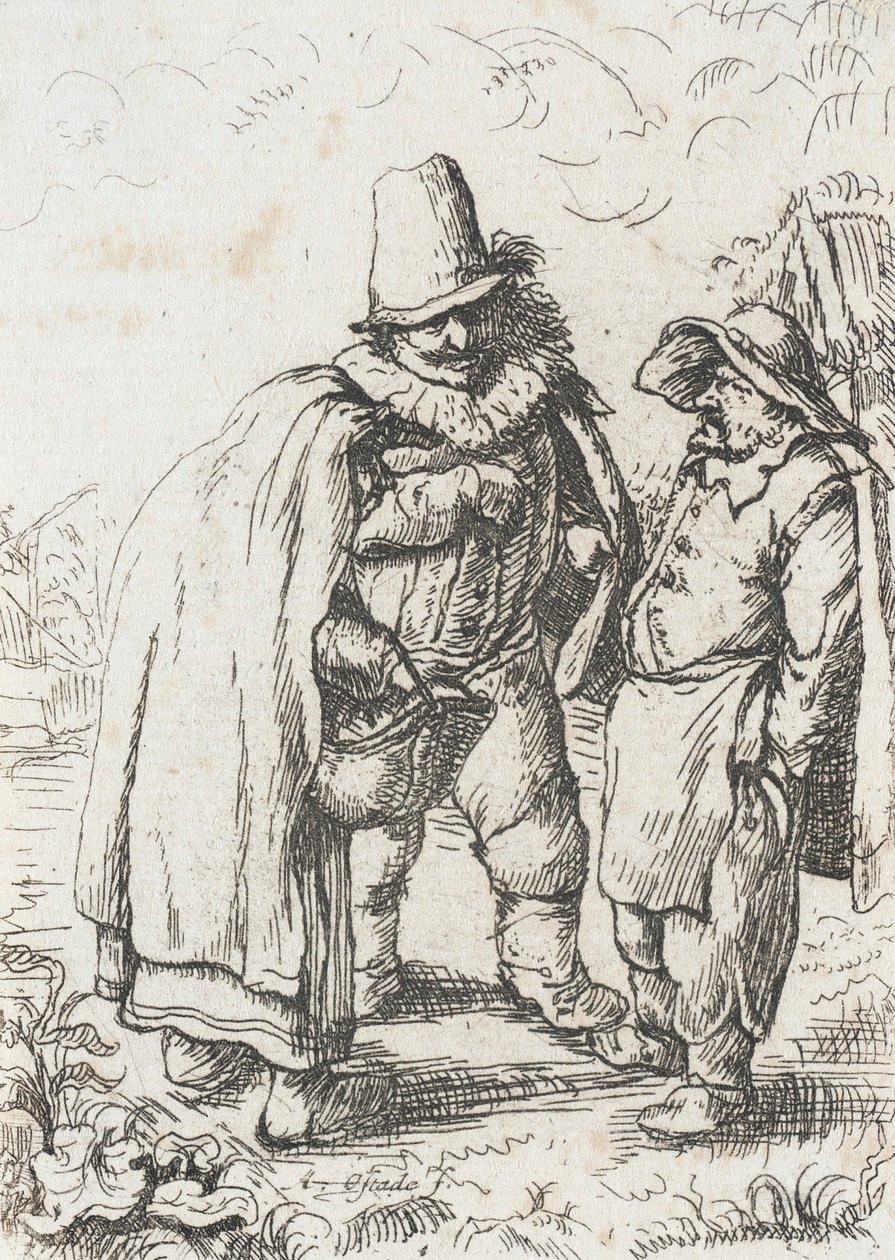 Trzy groteskowe postacie autorstwa Adriaen Jansz. van Ostade