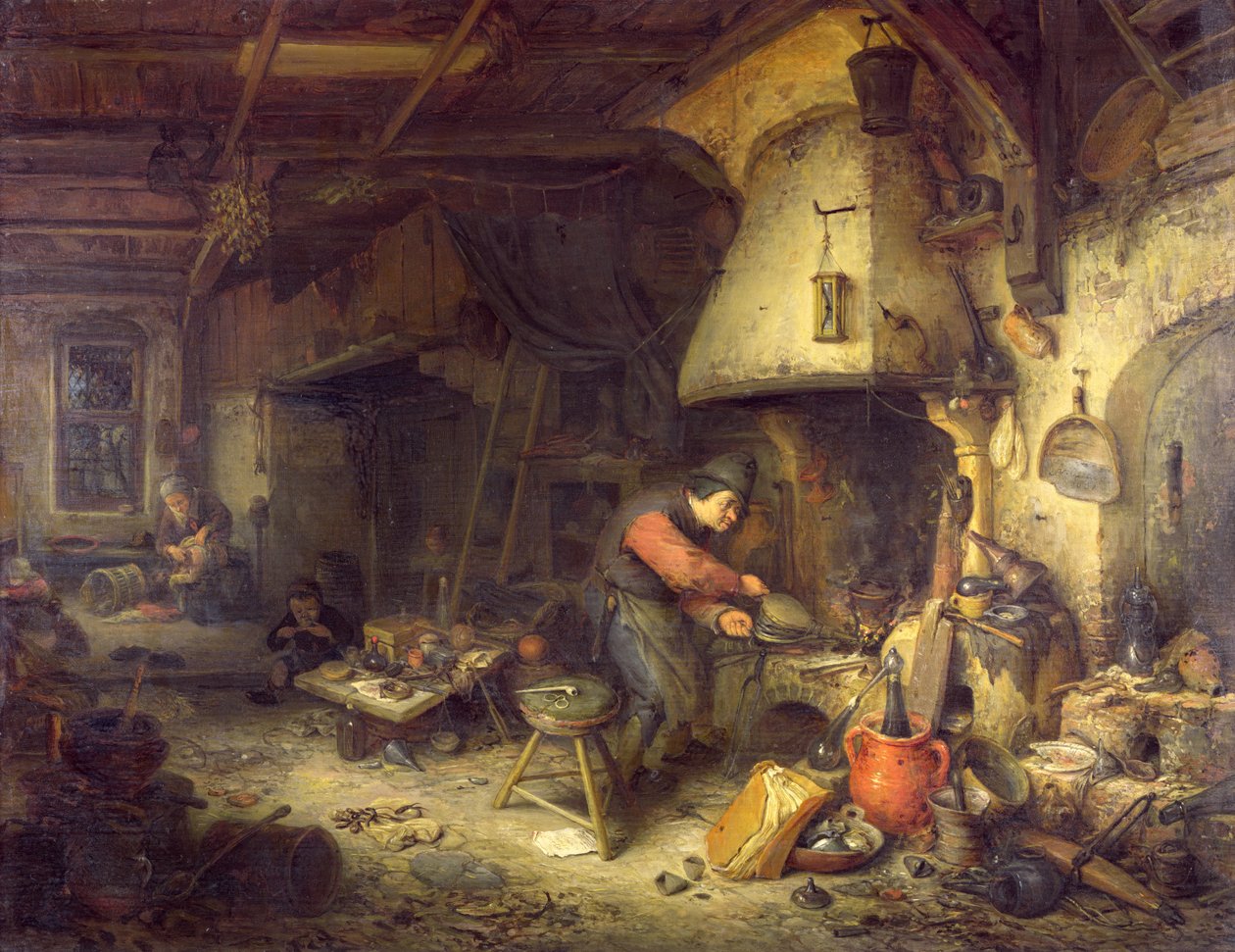 Alchemik, 1611 (olej na dębie) autorstwa Adriaen Jansz. van Ostade