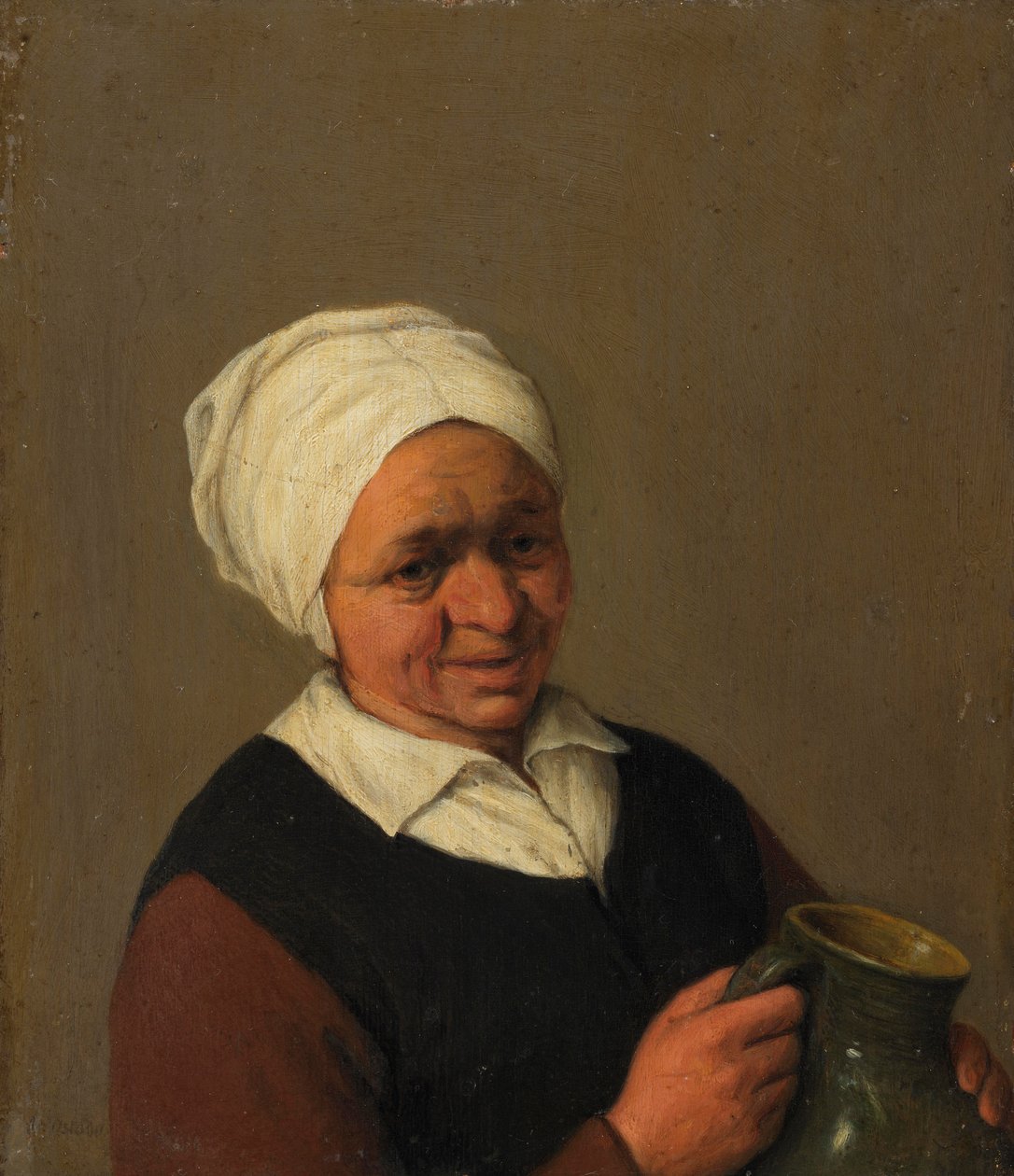 Stara wieśniaczka trzymająca dzban, ok. 1643 r. autorstwa Adriaen Jansz. van Ostade