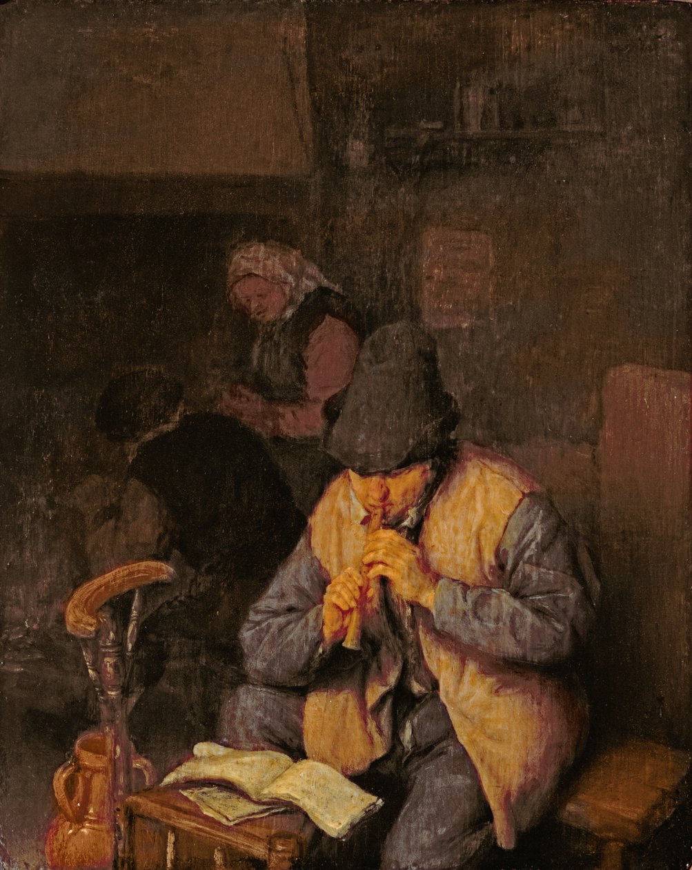 Fletnista, XVII wiek autorstwa Adriaen Jansz. van Ostade