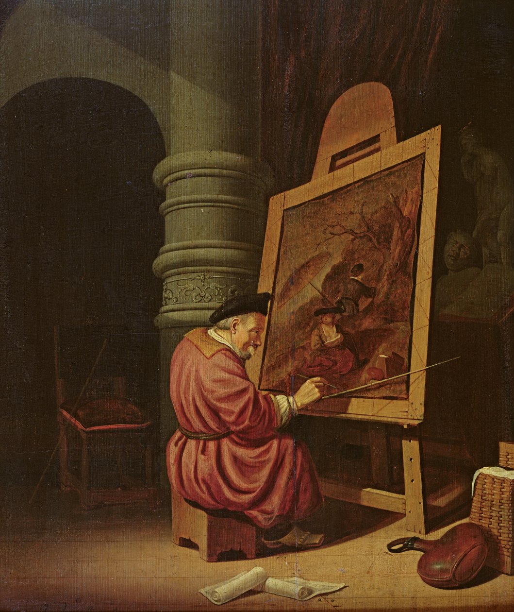 Wnętrze pracowni lub Malarz w swojej pracowni, 1649 autorstwa Adriaen van Gaesbeeck