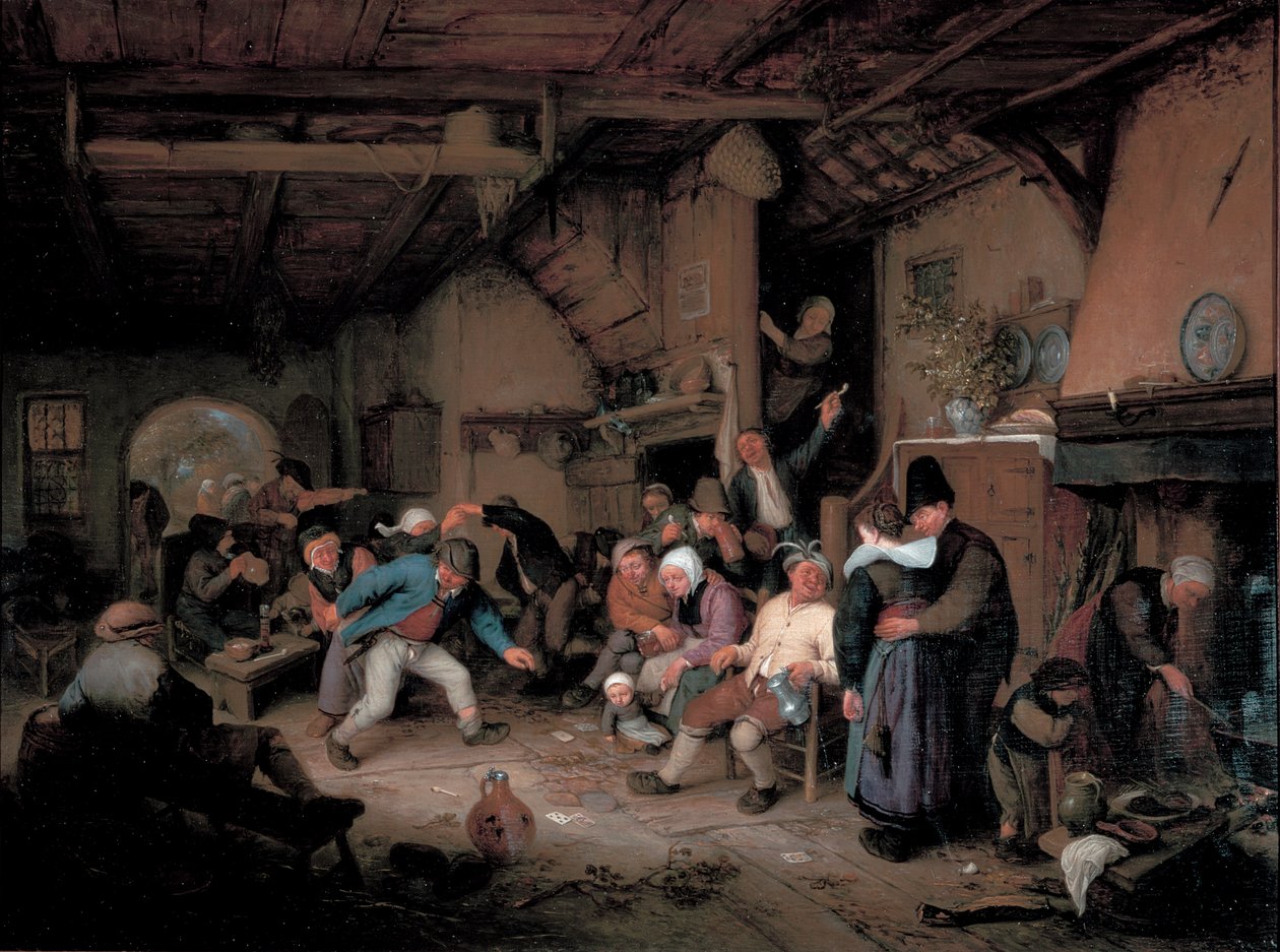 Chłopi tańczą w tawernie autorstwa Adriaen Jansz. van Ostade