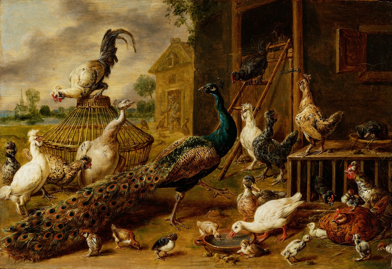 Ferma drobiu, 1650 r. autorstwa Adriaen van Utrecht
