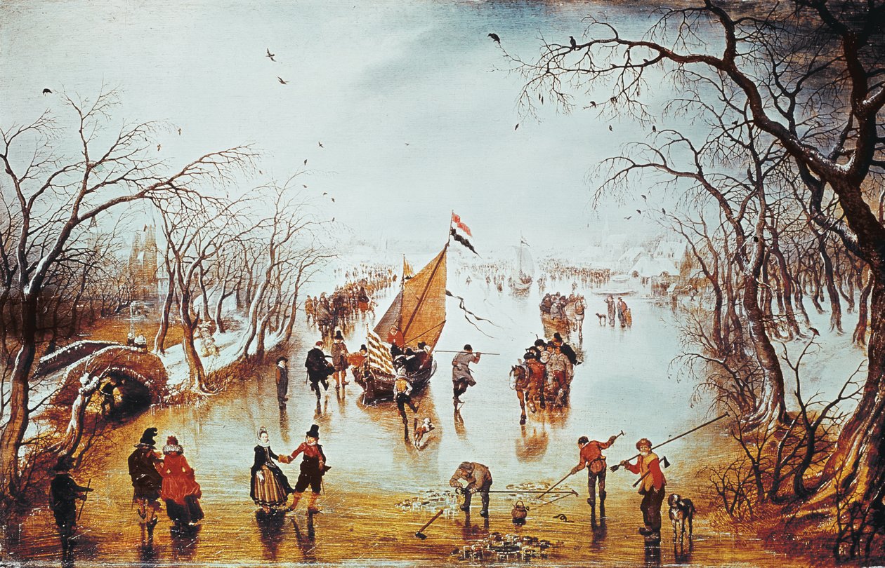 Scena zimowa (panel) autorstwa Adriaen van de Venne