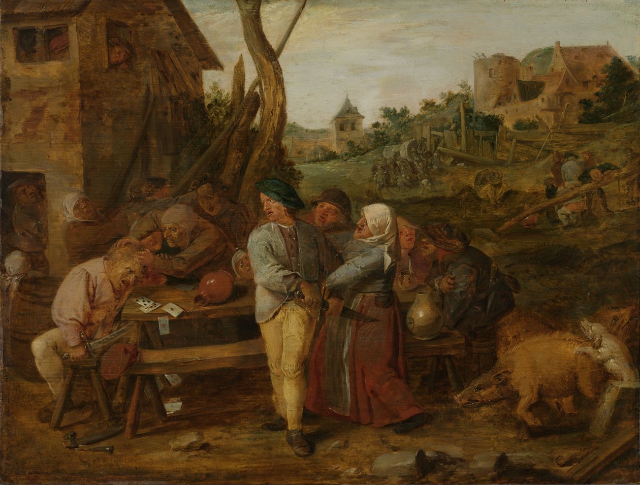 chłopska bójka autorstwa Adriaen Brouwer