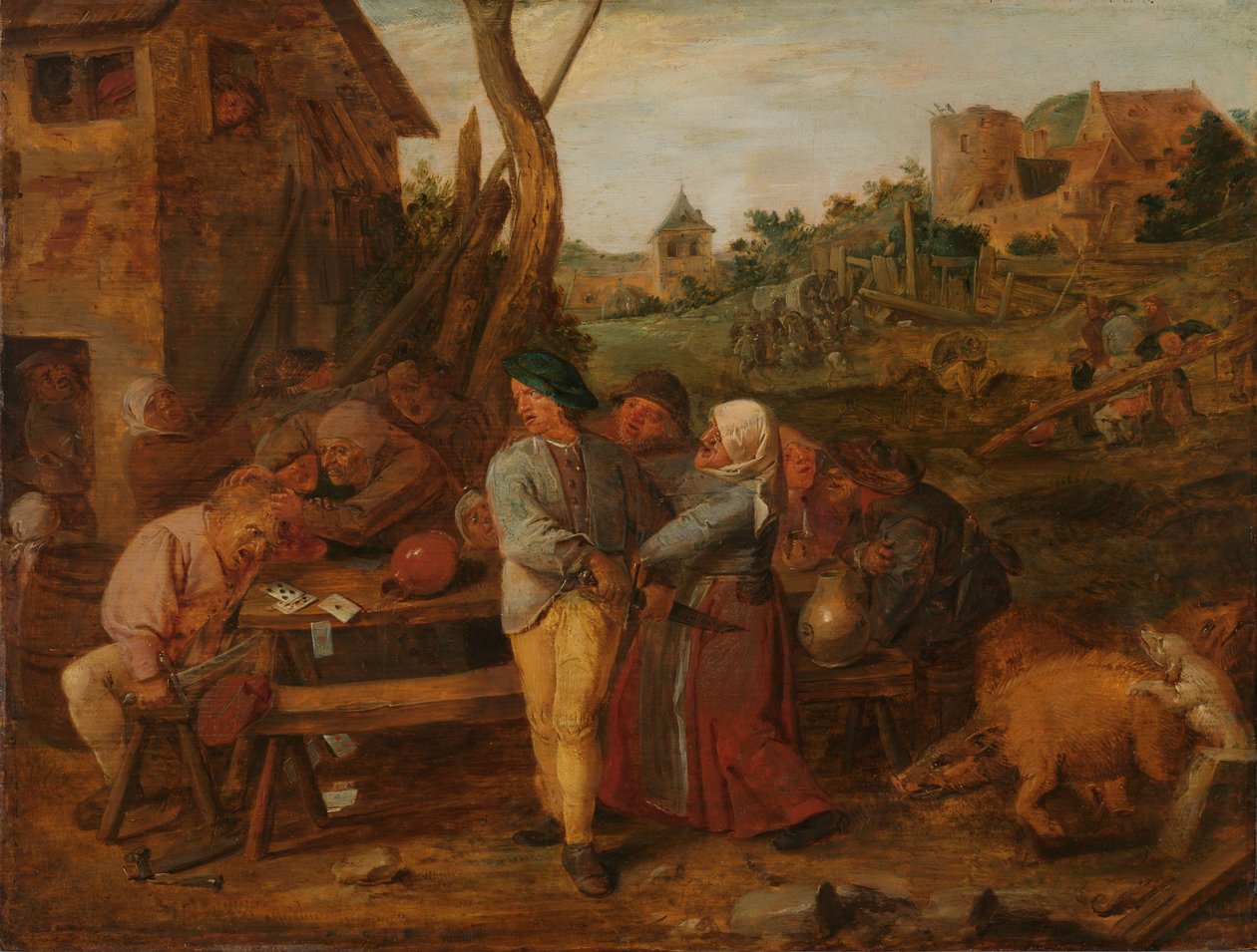 Bójka chłopów autorstwa Adriaen Brouwer