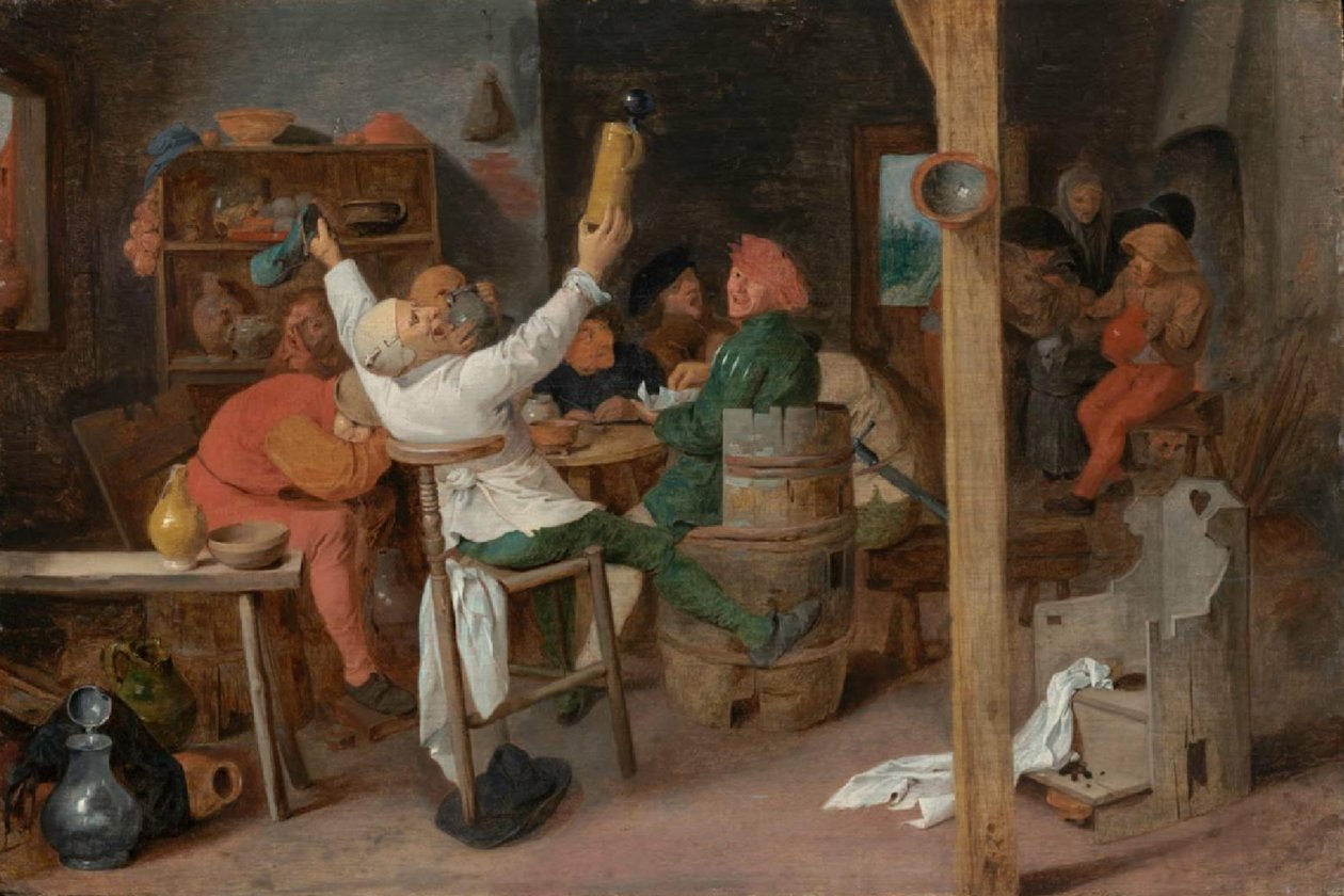 Chłopi bawiący się w tawernie autorstwa Adriaen Brouwer