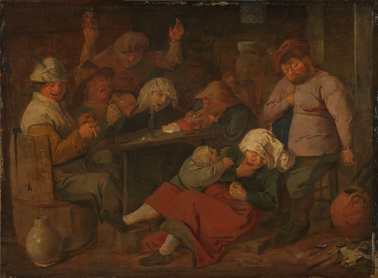 Biedny lud pijący w tawernie autorstwa Adriaen Brouwer