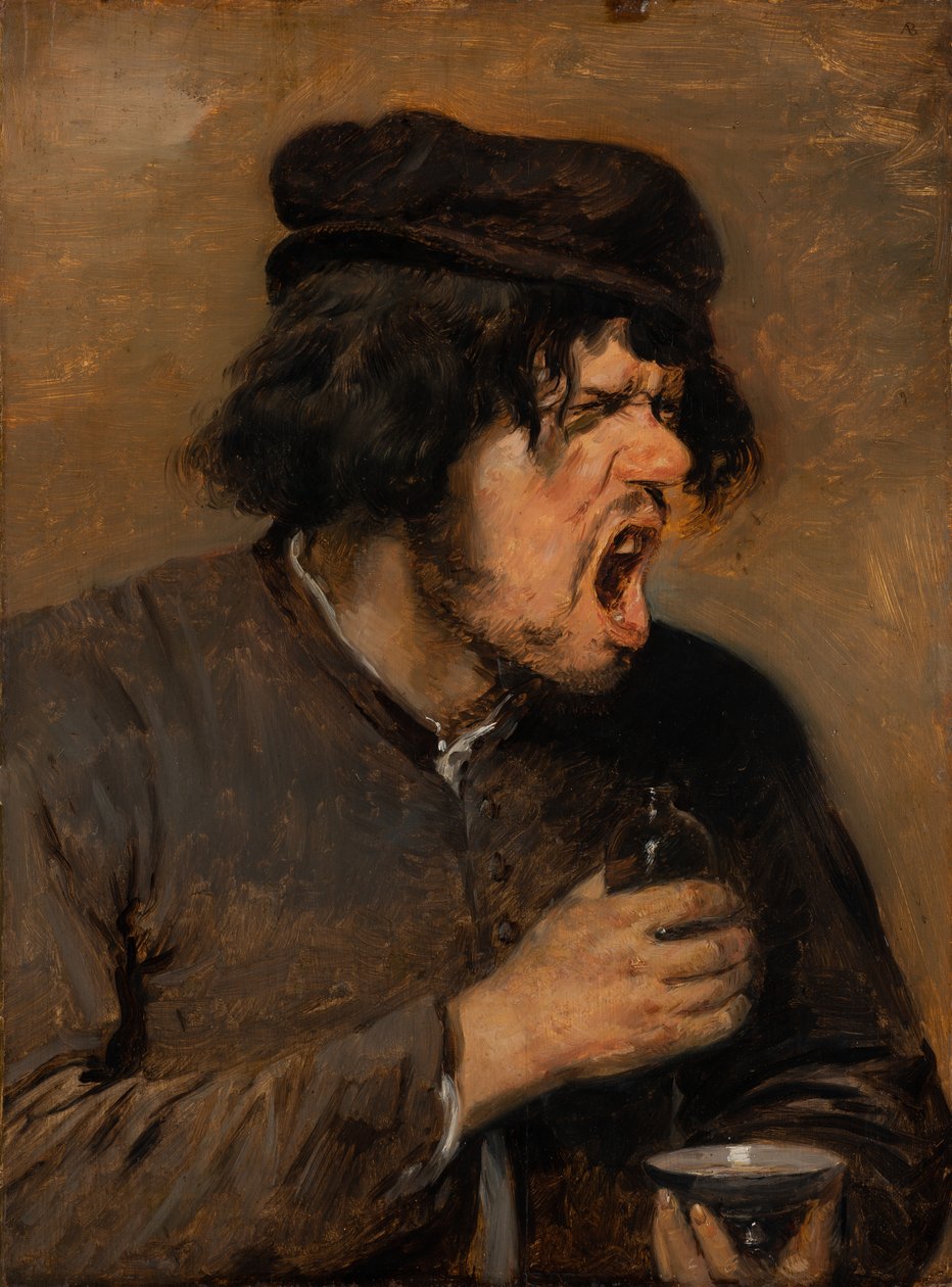 Gorzki eliksir, ok. 1636-38 (olej na dębie) autorstwa Adriaen Brouwer