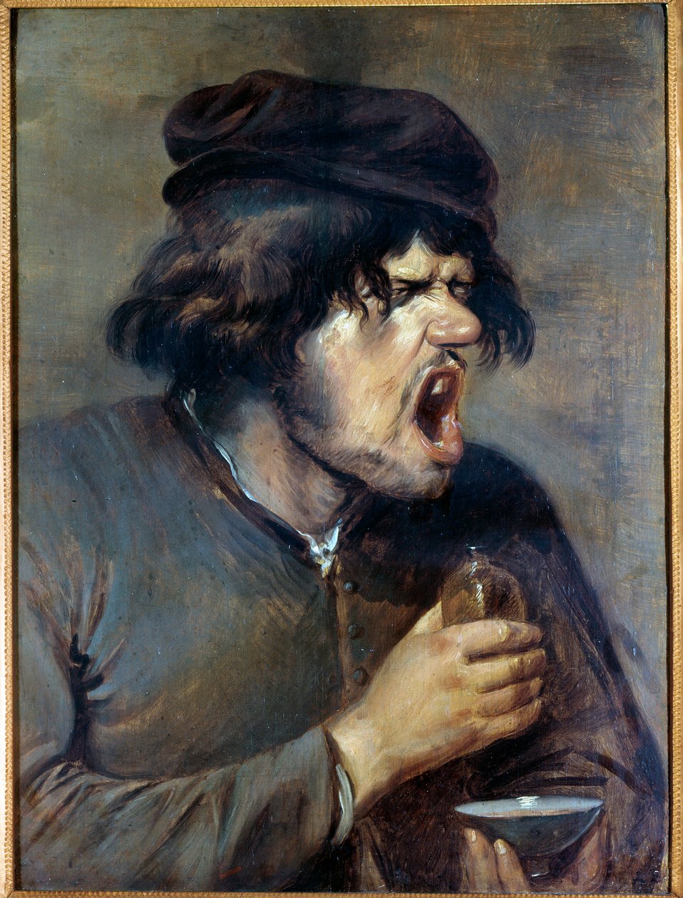 Zły lekarz Człowiek, który wspina się, pijąc lekarstwo. Obraz Adriana Brouwera (1605-1638) (ec.flam.) XVII w. Dijon, Musee des Beaux Arts autorstwa Adriaen Brouwer