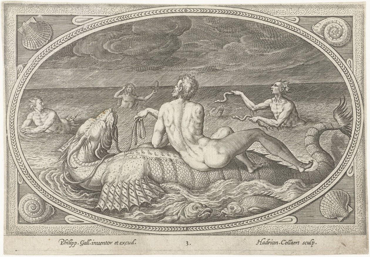 Acis na rybie Morscy Bogowie (tytuł serii) autorstwa Adriaen Collaert
