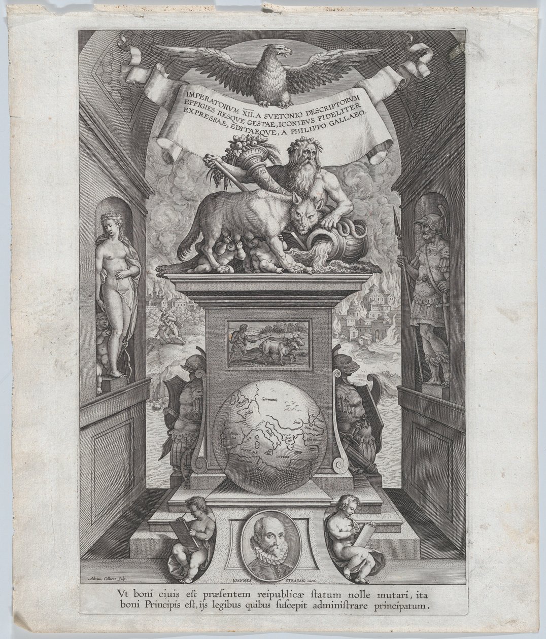 Strona tytułowa „Cesarzy rzymskich na koniach”, ca. 1587-89. autorstwa Adriaen Collaert