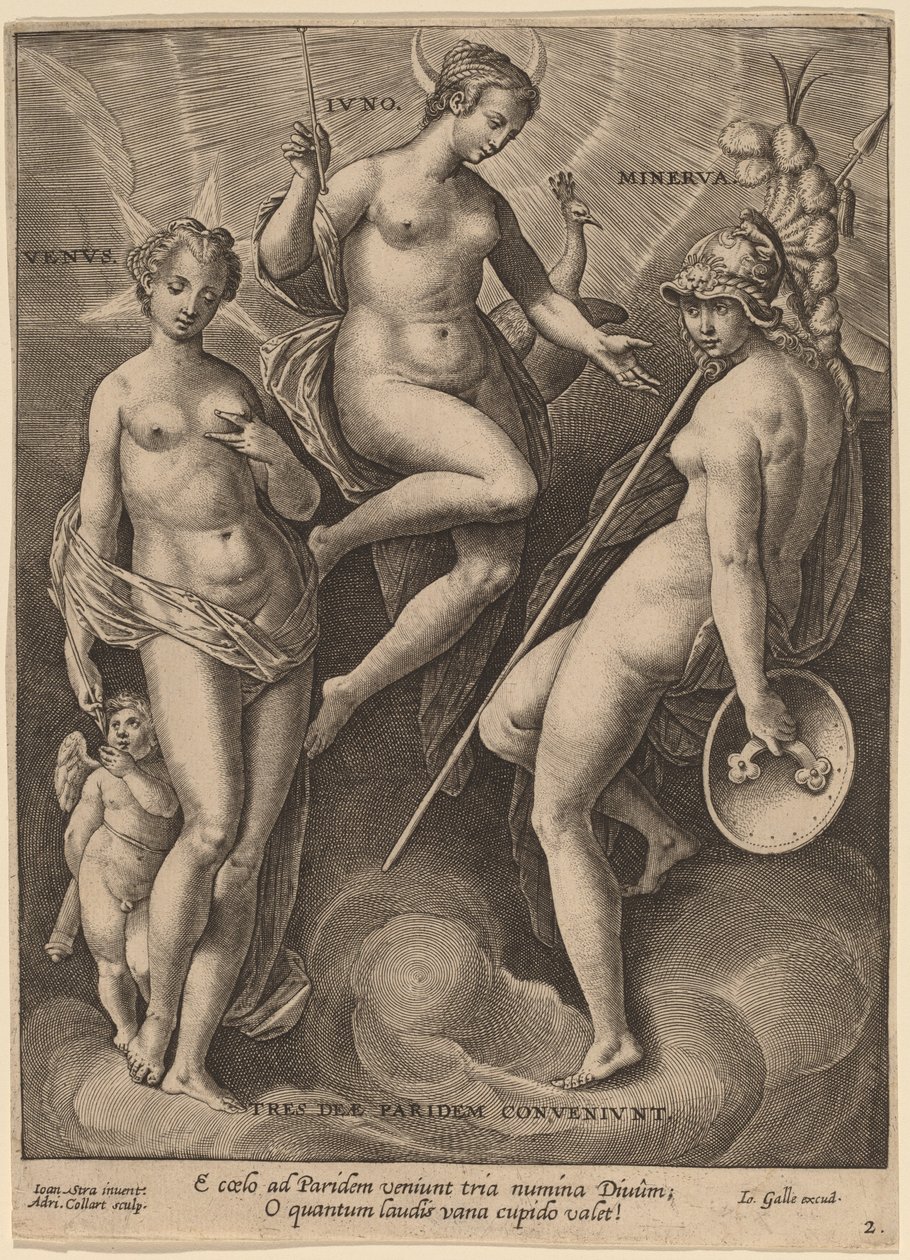 Wenus, Juno i Minerwa autorstwa Adriaen Collaert after Jan van der Straet