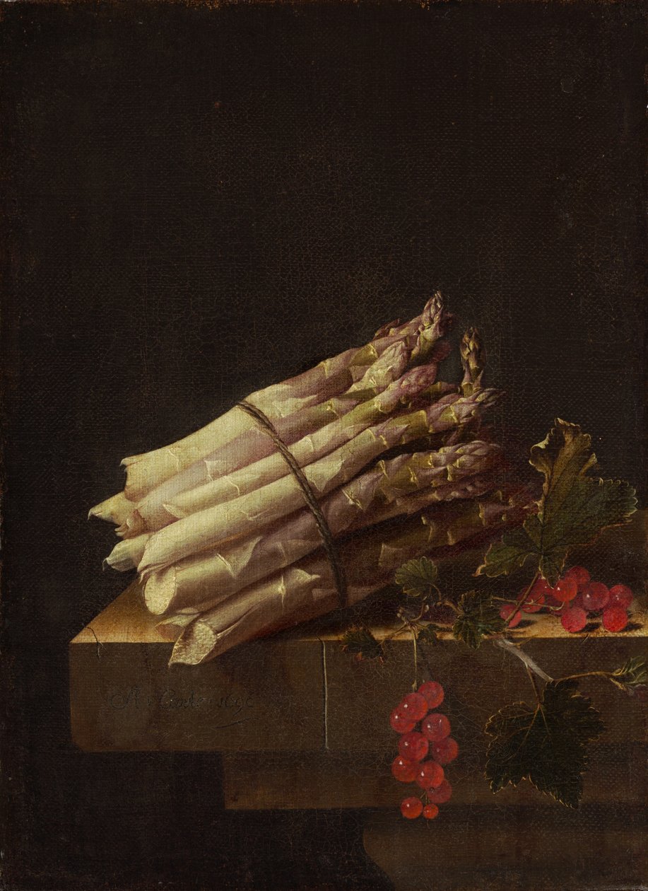 Martwa natura ze szparagami i czerwonymi porzeczkami, 1696. autorstwa Adrian Coorte
