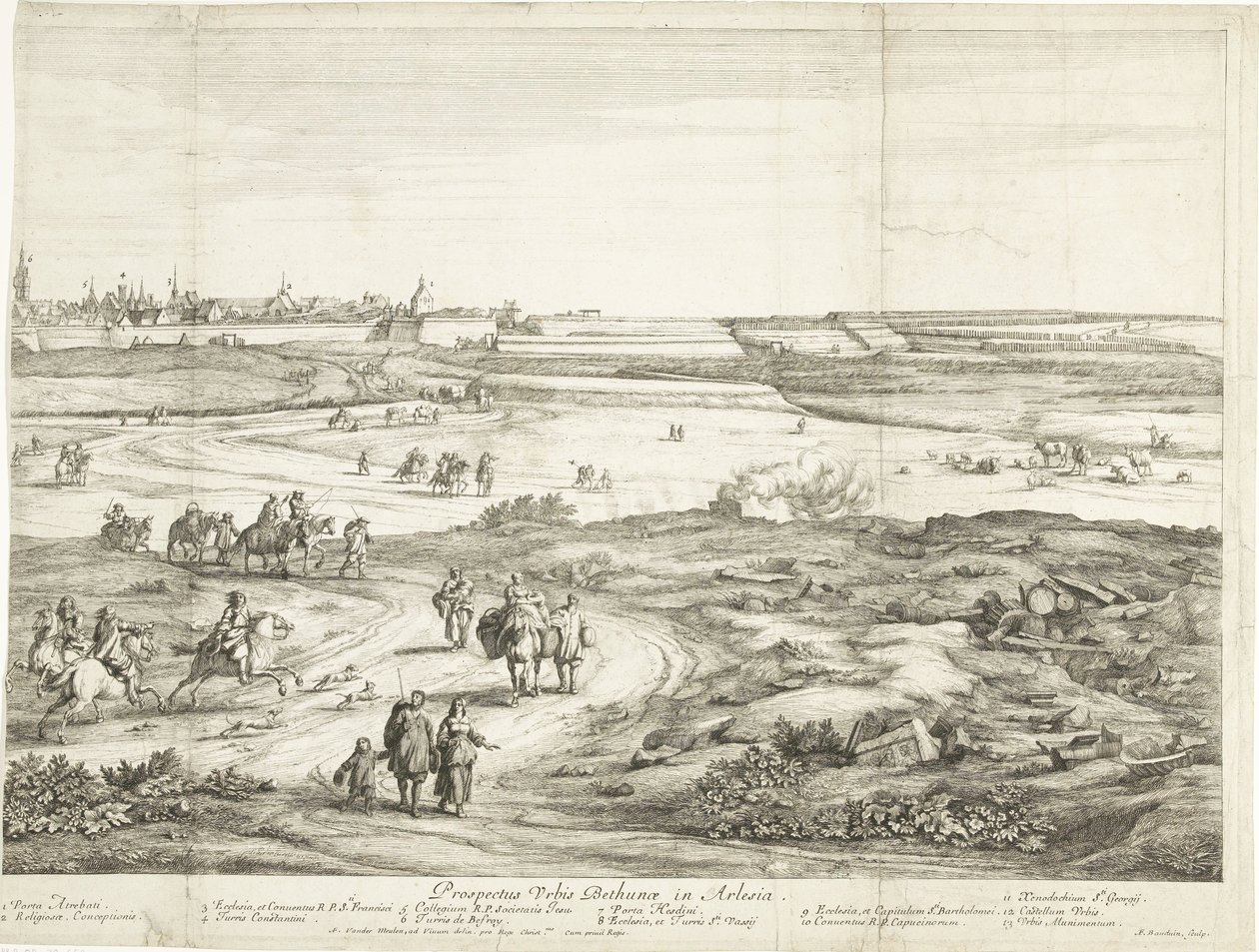 Widok Bethune (prawy arkusz) Veuë de la Ville de Bethune en Artois (tytuł na obiekcie) autorstwa Adriaen Frans Boudewyns