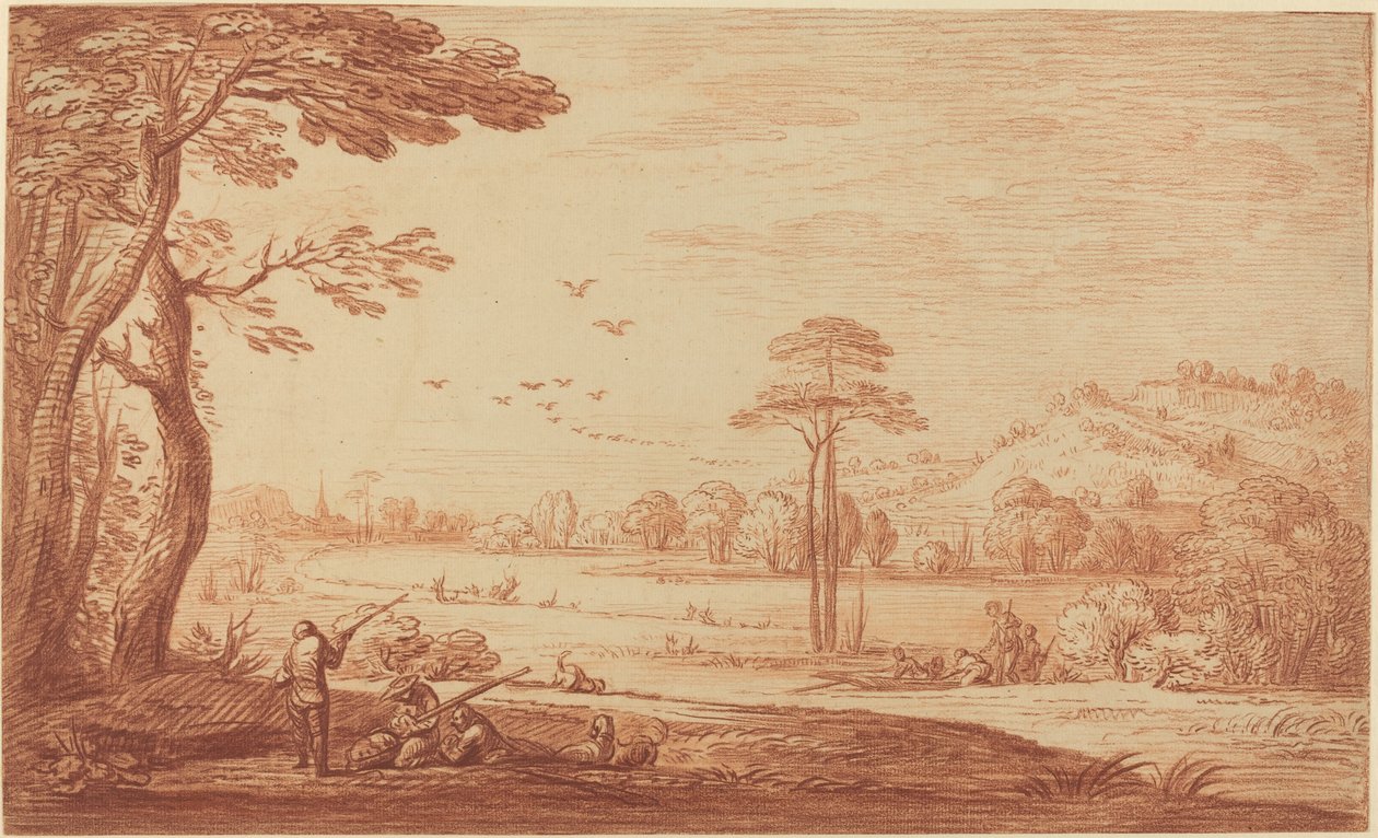 Łowcy odpoczywający nad rzeką autorstwa Adriaen Frans Boudewyns