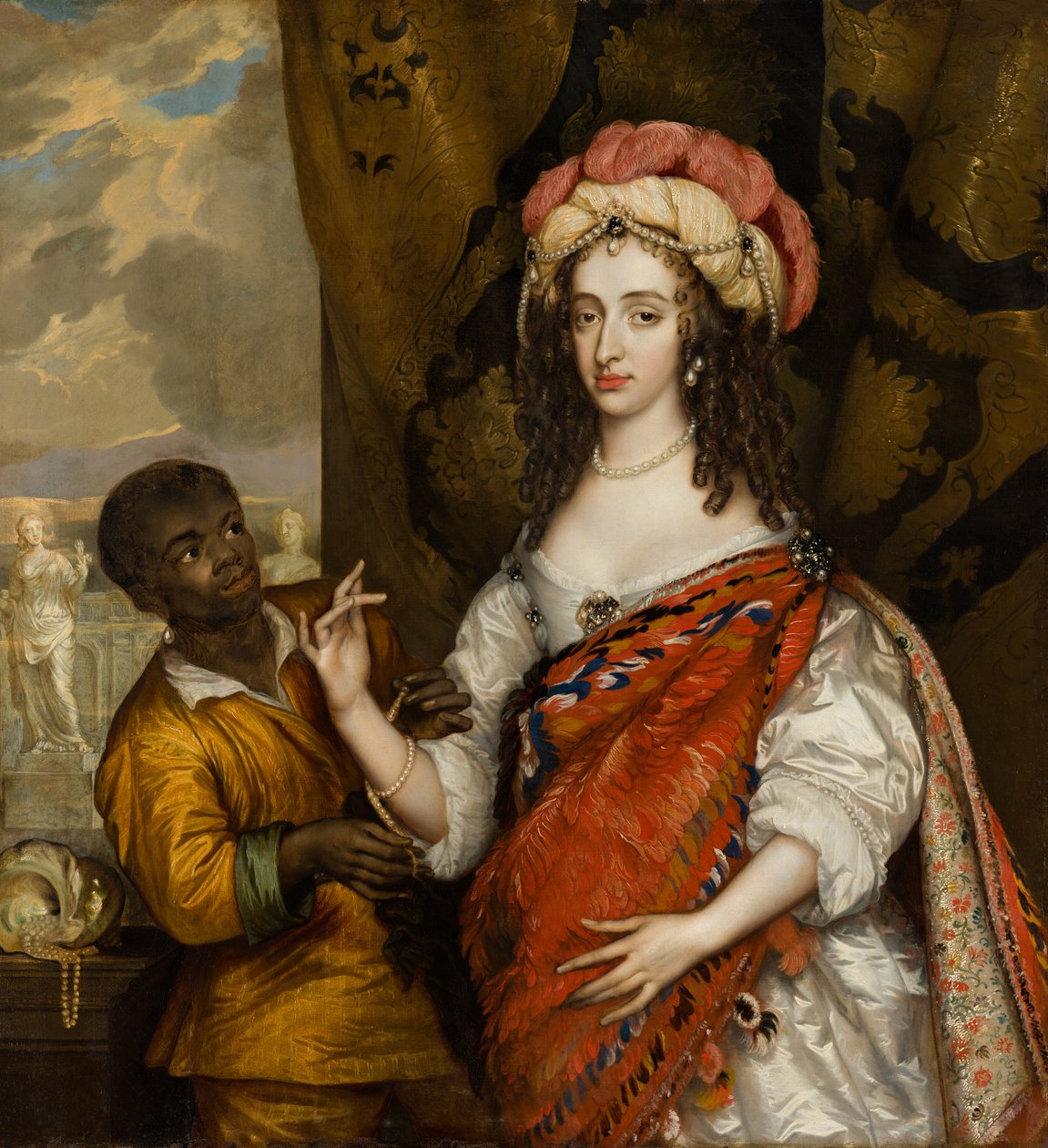 Portret pośmiertny Marii I Stuart (1631-1660) ze sługą, ok. 1664 autorstwa Adriaen Hanneman