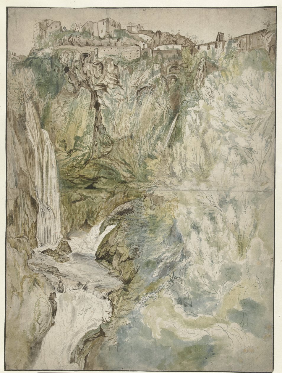 Widok Wielkiej Kaskady w Tivoli autorstwa Adriaen Honich (attributed to)