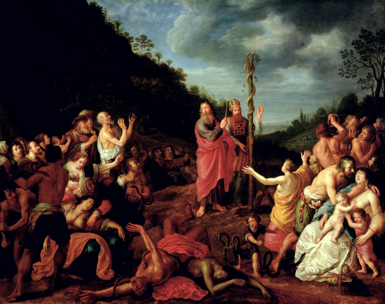Mojżesz i wąż miedziany, 1640 autorstwa Adriaen I van Nieulandt