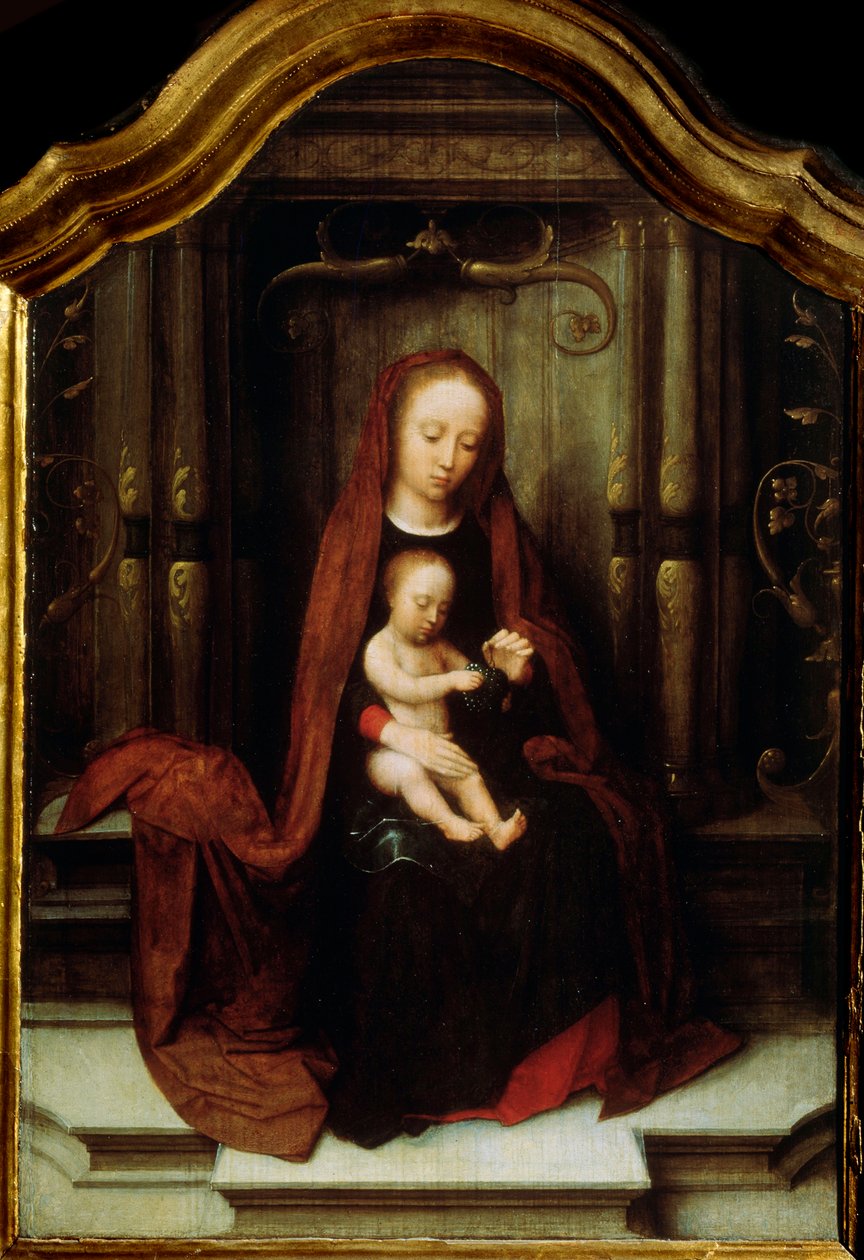„Dziewica z Dzieciątkiem na tronie”, XVI wiek autorstwa Adriaen Isenbrandt