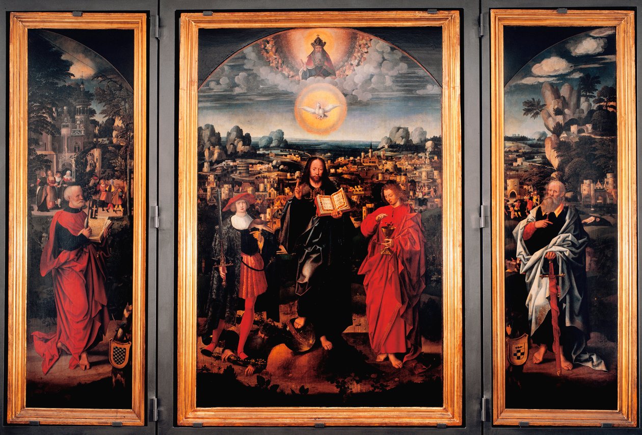 Tryptyk św. Pankracy - Obraz na drewnie autorstwa Adriaena Isenbranta (Adrien Ysenbrant, Ysenbrandt, Hysebrant) (1490-1551) Debiut z XVI wieku Wymiary 185x270 cm Genes, chiesa di san Pancrazio autorstwa Adriaen Isenbrandt or Isenbrant