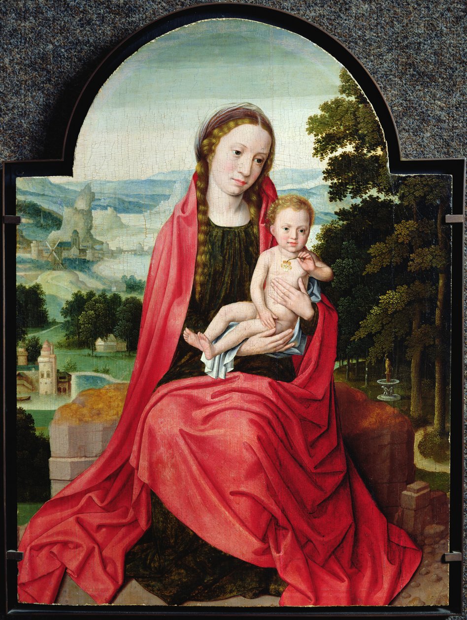 Dziewica z Dzieciątkiem Chrystus trzymający bratek autorstwa Adriaen Isenbrandt or Isenbrant