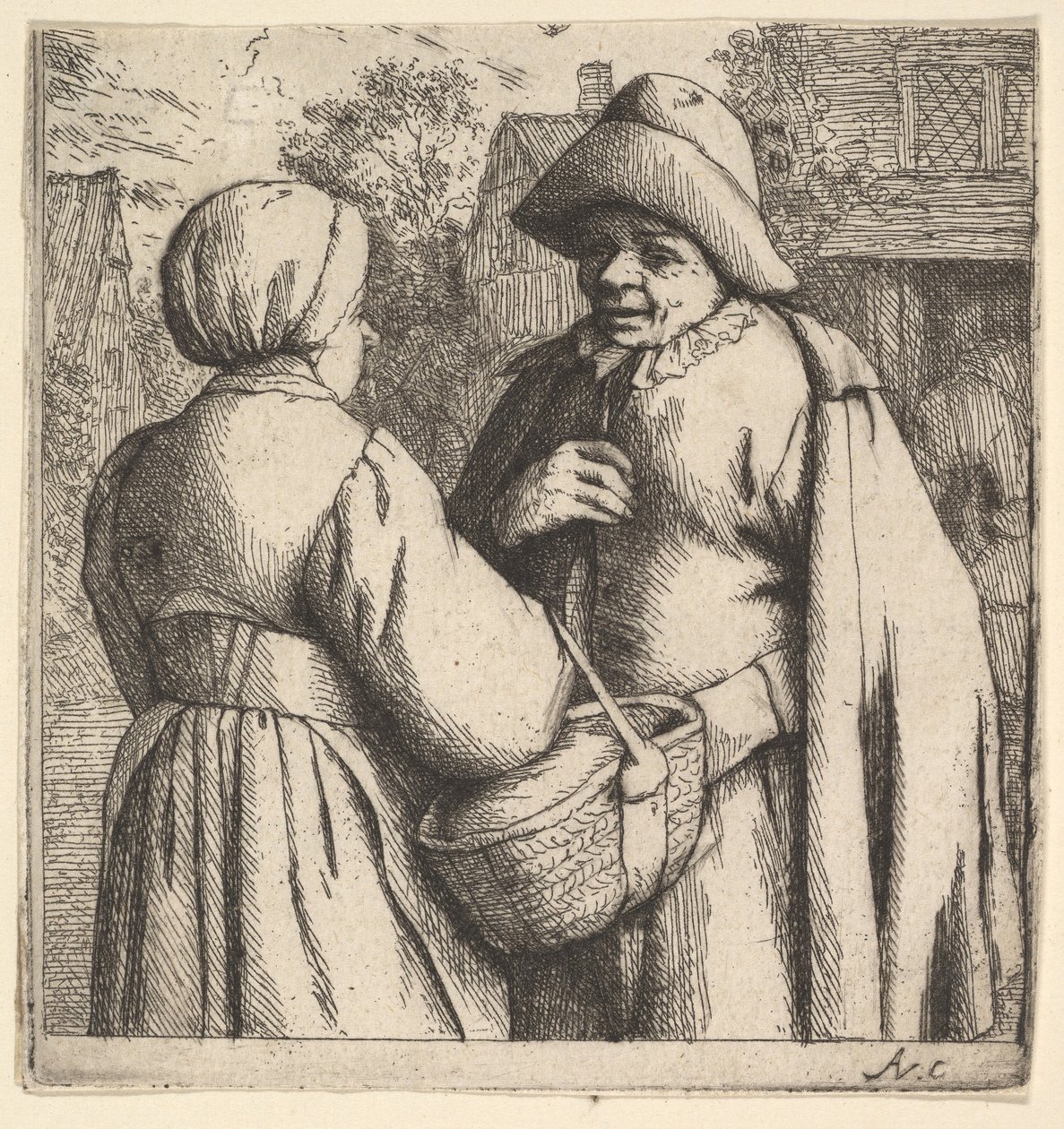Rozmowa na ulicy 1610-85. autorstwa Adriaen Jansz. van Ostade
