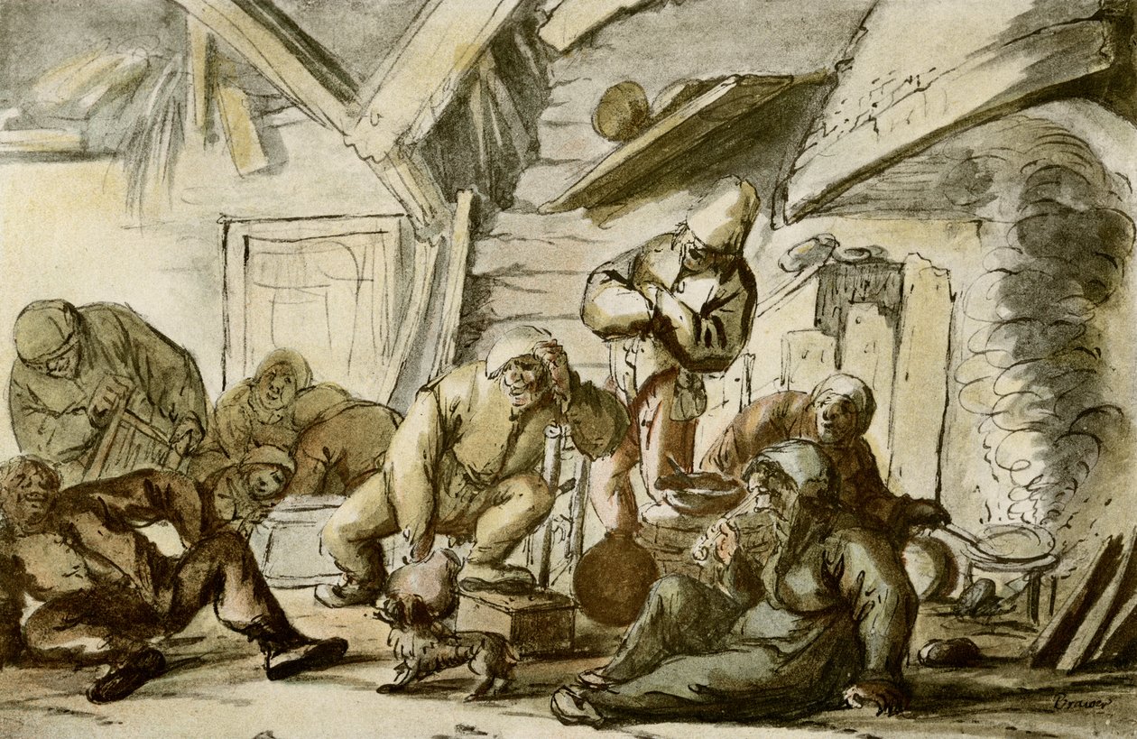 Pijani chłopi w karczmie autorstwa Adriaen Jansz. van Ostade