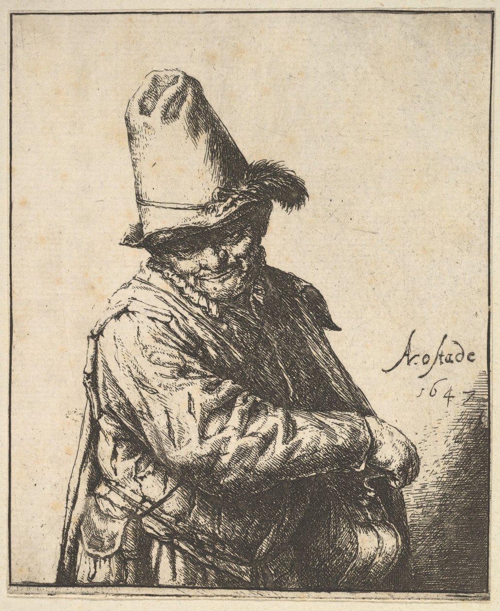 Człowiek o lirze korbowej, 1647. autorstwa Adriaen Jansz. van Ostade