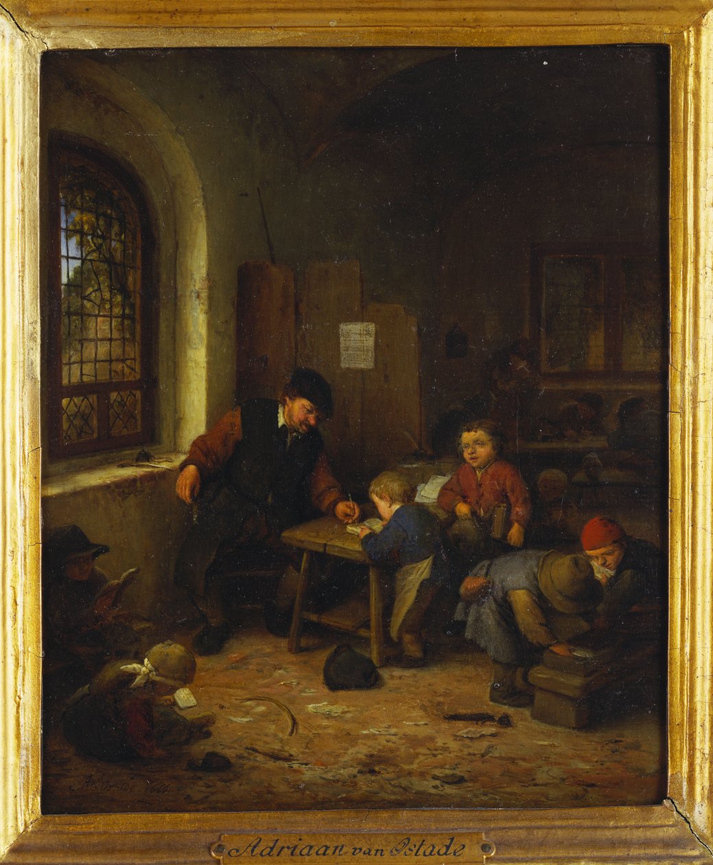 Wnętrze sali szkolnej, 1666 autorstwa Adriaen Jansz. van Ostade