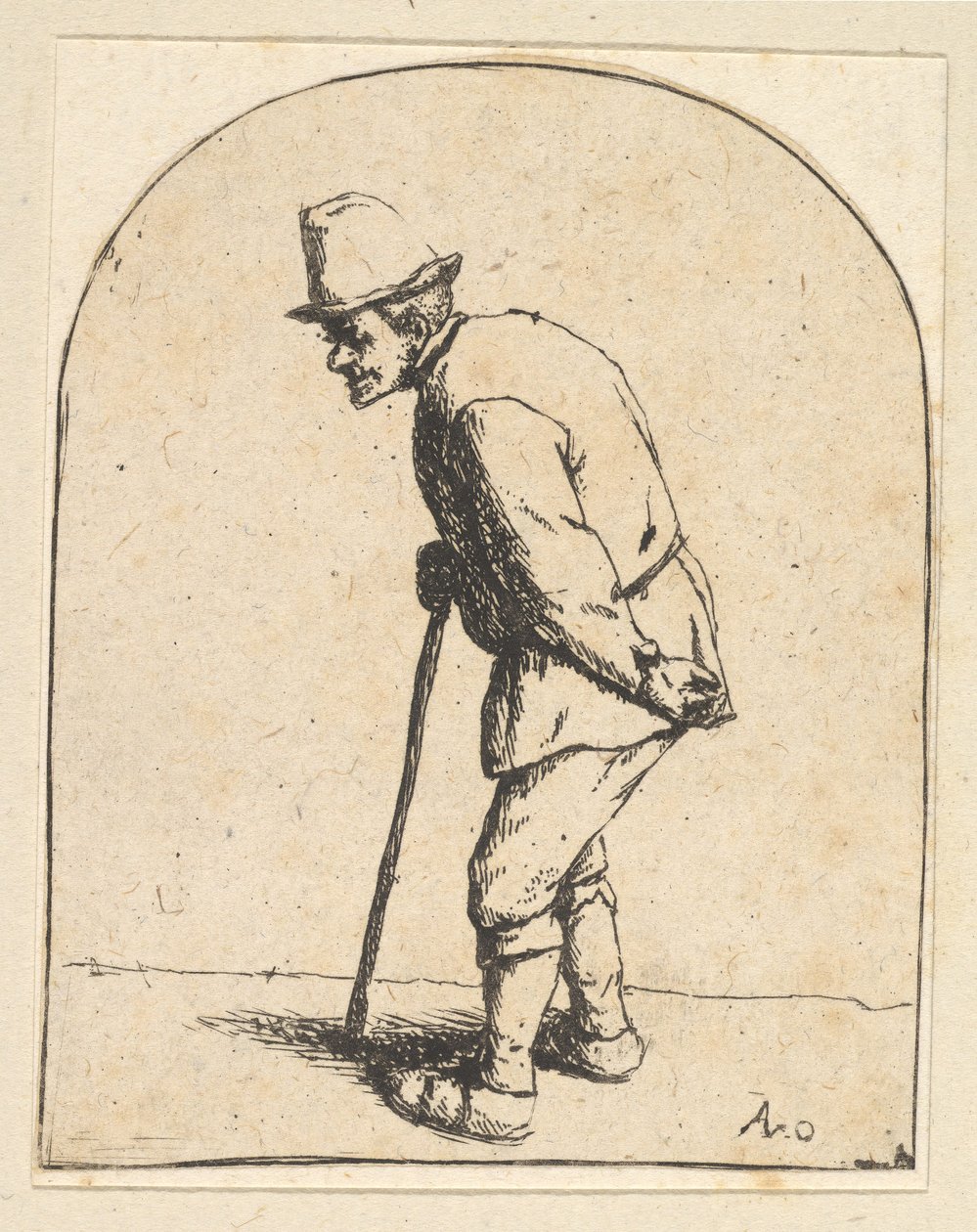 Chłop z kijem, 1610-85. autorstwa Adriaen Jansz. van Ostade