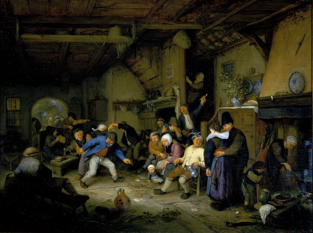 Chłopi tańczący w tawernie autorstwa Adriaen Jansz. van Ostade