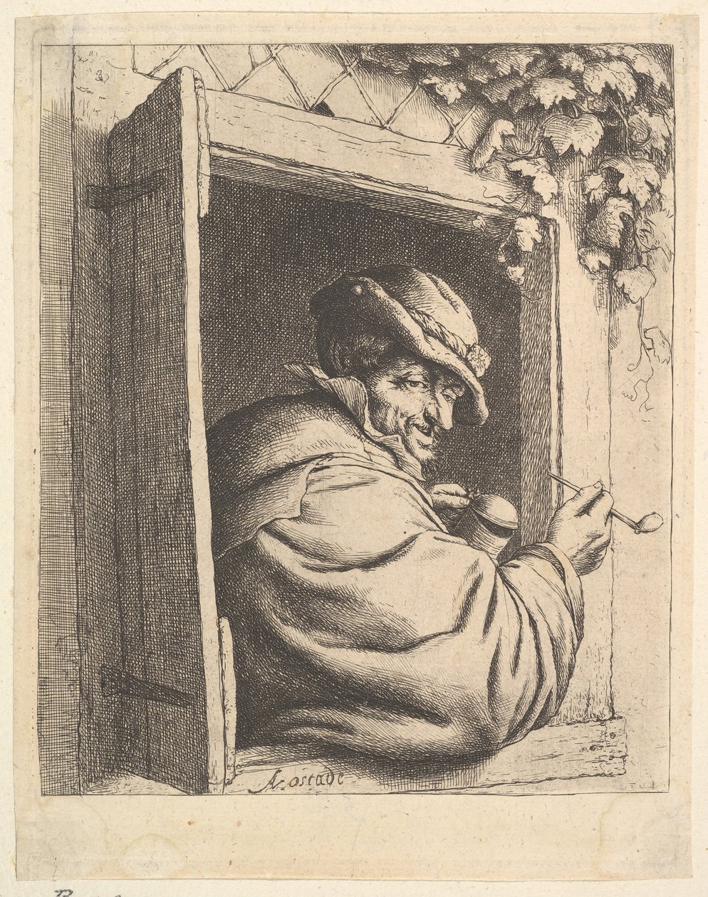 Palacz przy oknie, 1610-85. autorstwa Adriaen Jansz. van Ostade