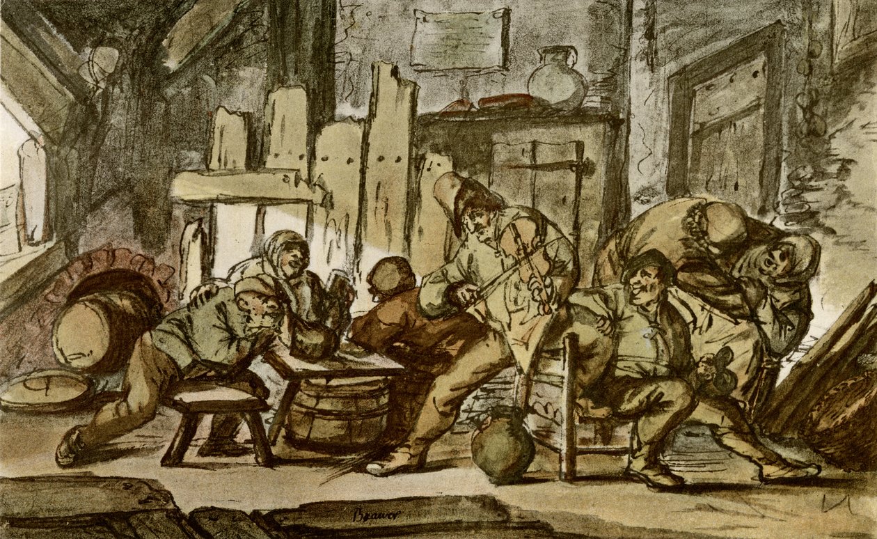 Chłopski muzyk w wiejskiej karczmie autorstwa Adriaen Jansz. van Ostade