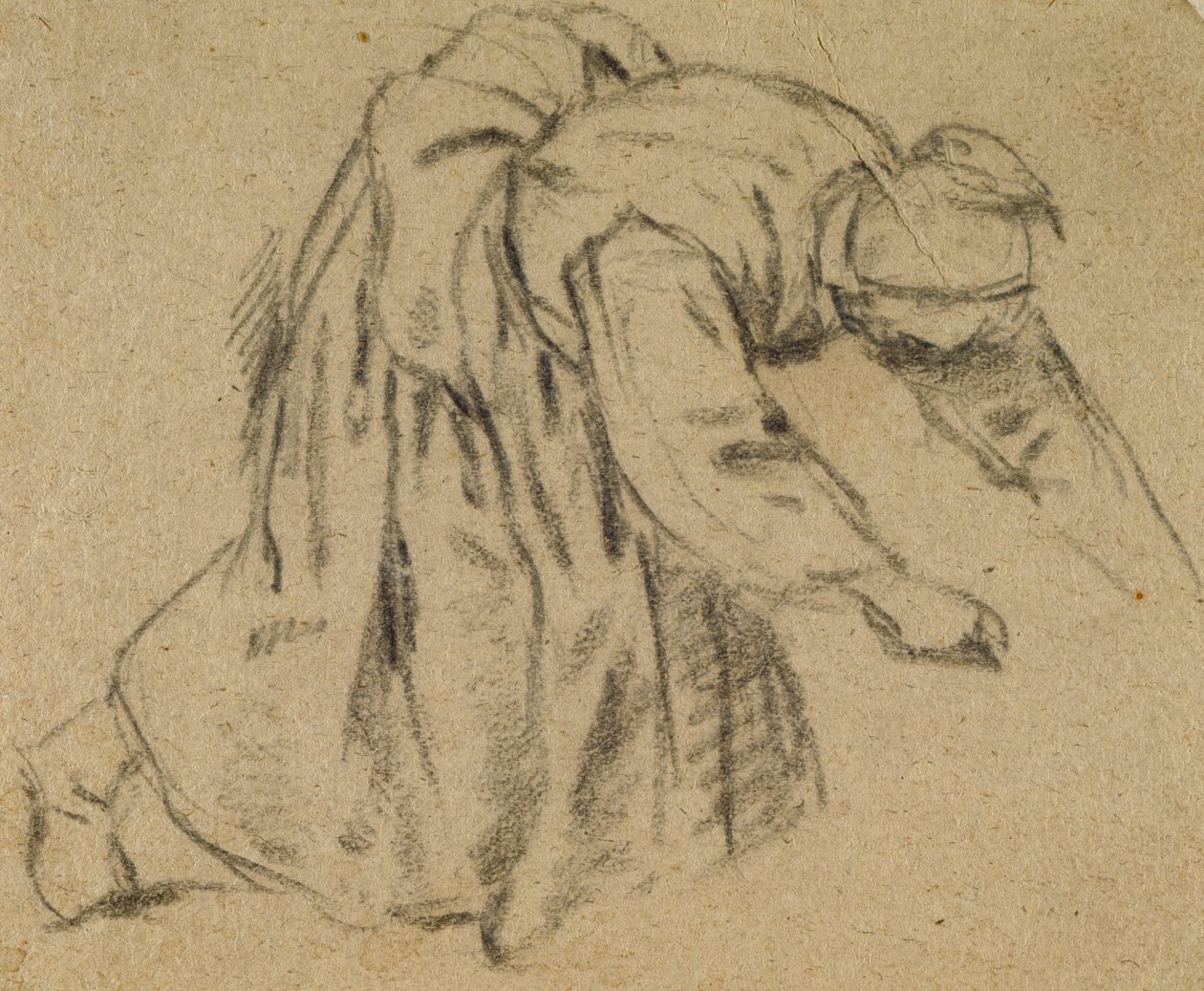 Kobieta Schylająca się, 1656 (kreda na papierze) autorstwa Adriaen Jansz. van Ostade