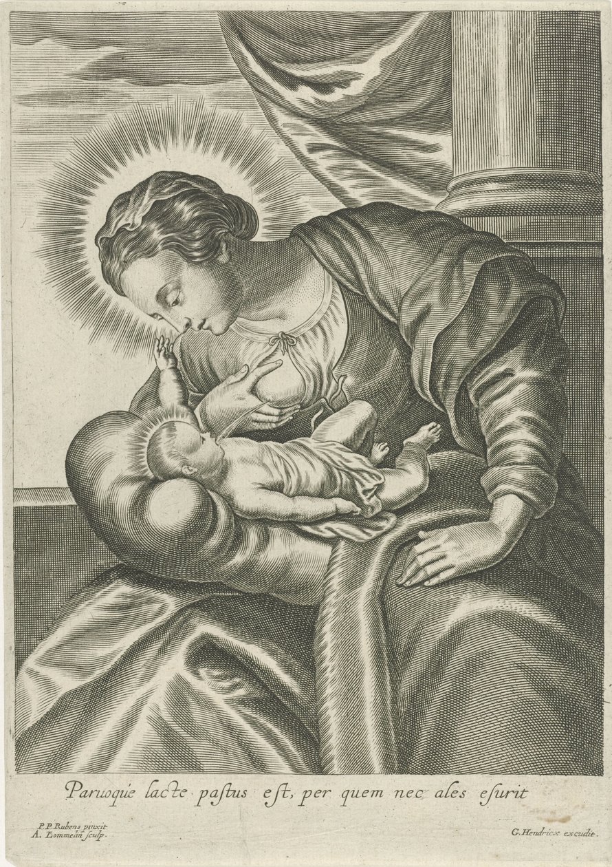 Maryja karmi Dzieciątko Chrystusowe autorstwa Adriaen Lommelin (attributed to workshop of)