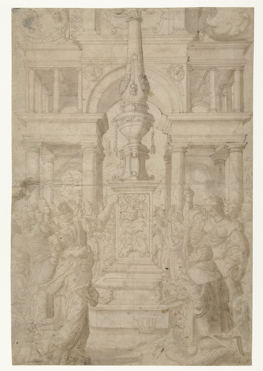 Salomon oddaje cześć bożkowi autorstwa Adriaen Pietersz Crabeth