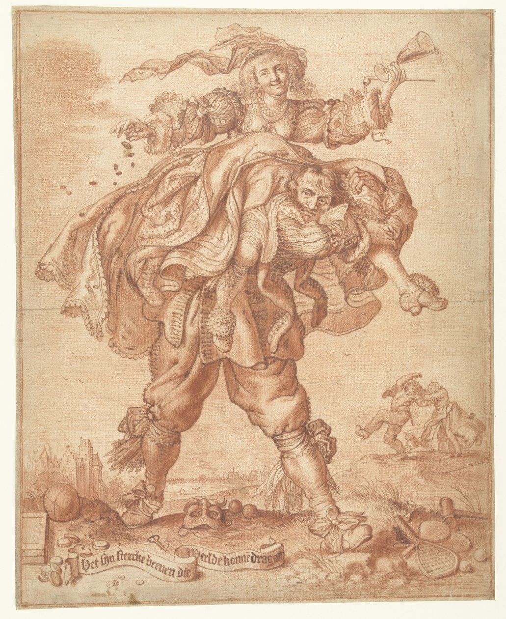Potrzeba silnych nóg, aby nosić luksus „Do noszenia luksusu potrzebne są silne nogi” autorstwa Adriaen Pietersz van de Venne