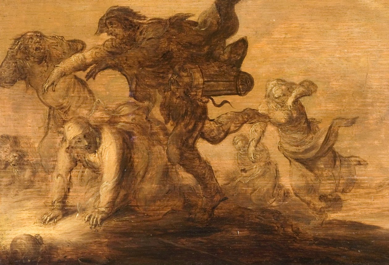 Chłopi uciekają autorstwa Adriaen Pietersz van de Venne